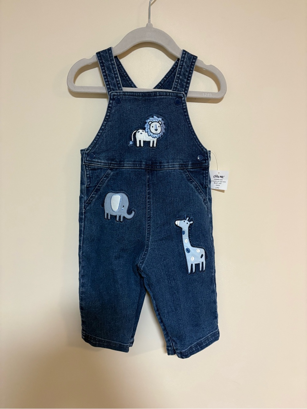 Little Me overalls with embroidered animals